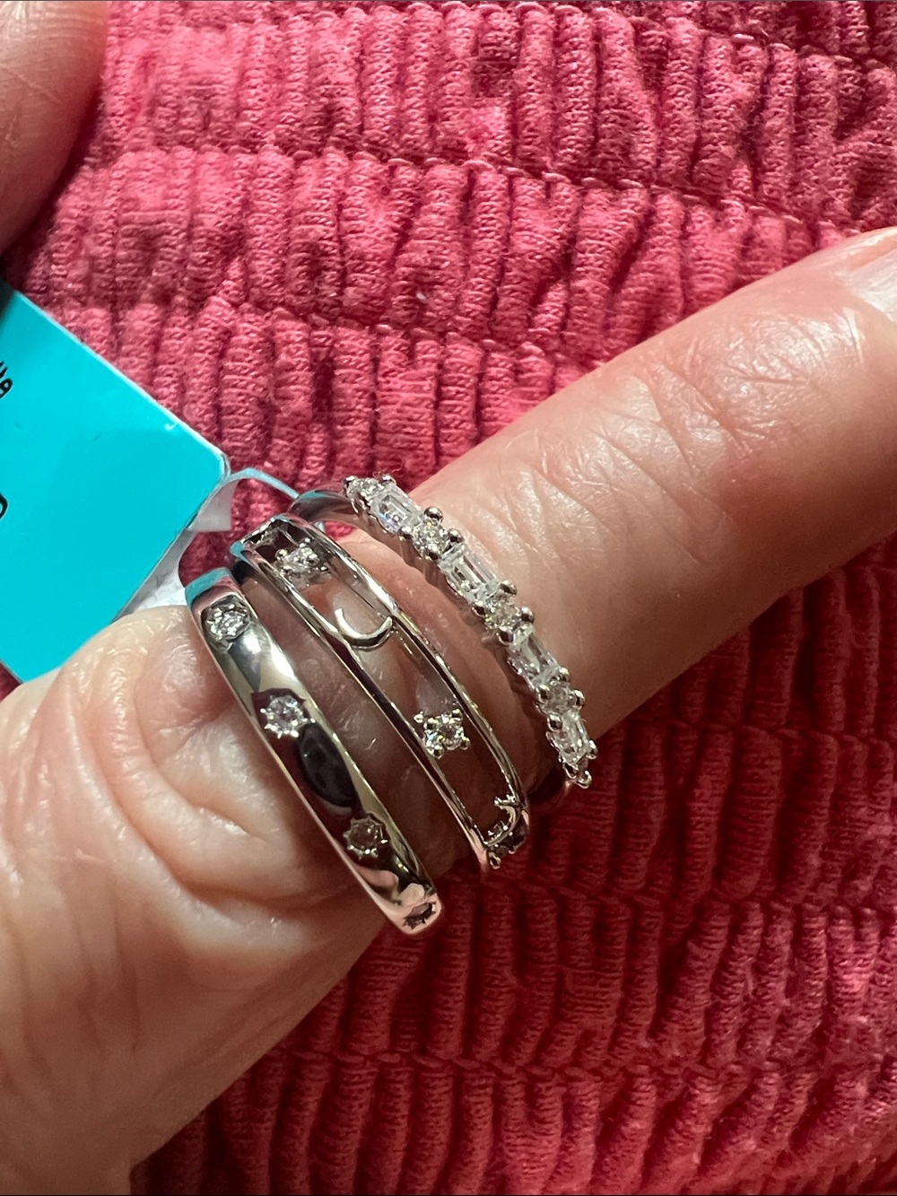 Moissanite Stack Ring Set - White Gold~~Size 6